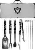 NFL Siskiyou Sports Fan Shop Las Vegas Raiders Steel Tailgater BBQ Set w/Case 8 piece Gray