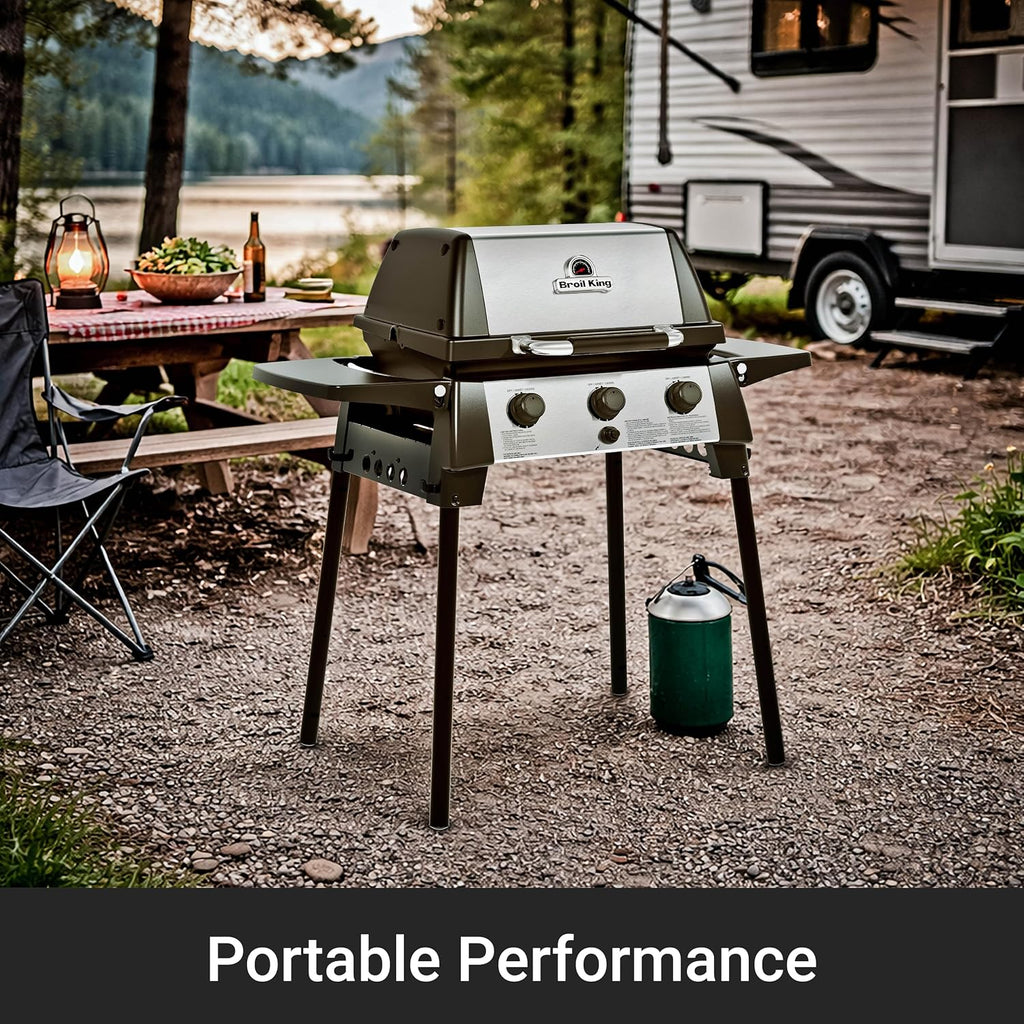 Broil King 952654 Porta-Chef 320 Portable Propane Grill in Stainless Steel and Black