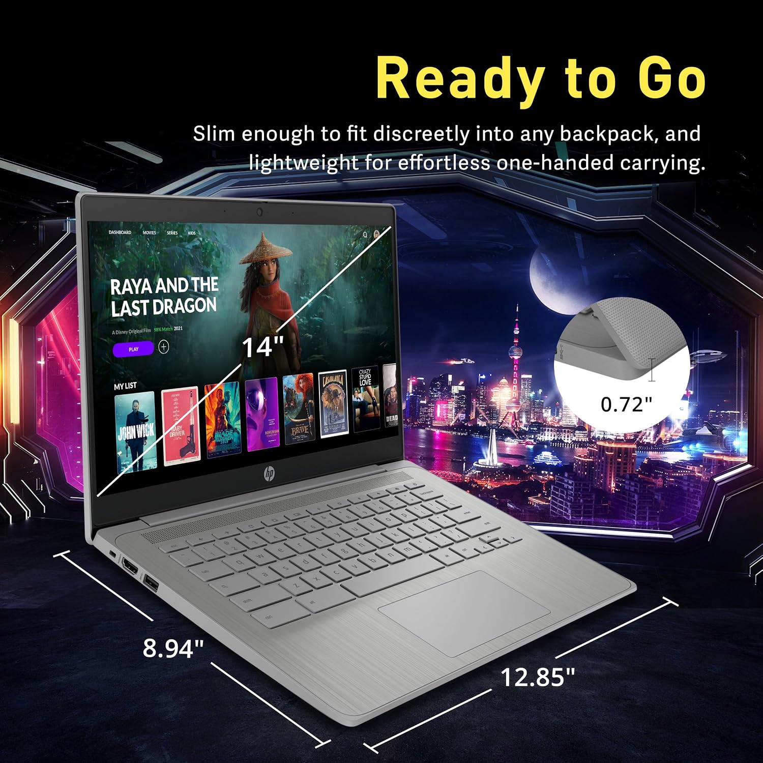HP Chromebook 14' HD Laptop for Business & Students, Intel Celeron N4120, 4GB LPDDR4, 224GB Storage(64GB eMMC+160GB Docking Station), UHD Graphics, Webcam, Long Battery Life, Chrome OS, Modern Gray