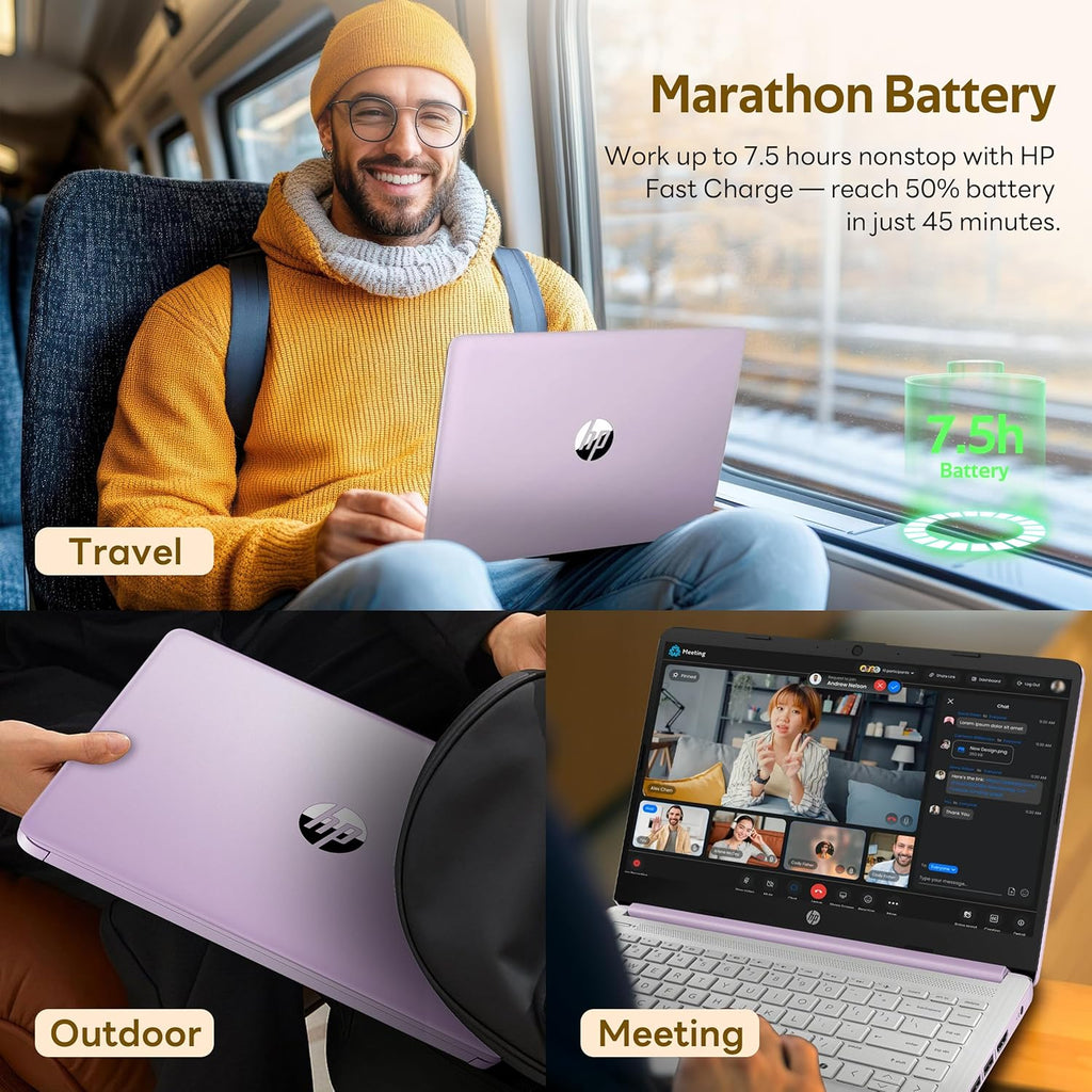 HP Flagship 14' HD Student&Business Laptop with AI Copilot, 13th Gen Intel 4-Core, 4GB RAM, 1.12TB Storage (128GB UFS + 1TB Docking Station), 1 Year Office 365, Wi-Fi 6, Win 11 S, Lavender Purple