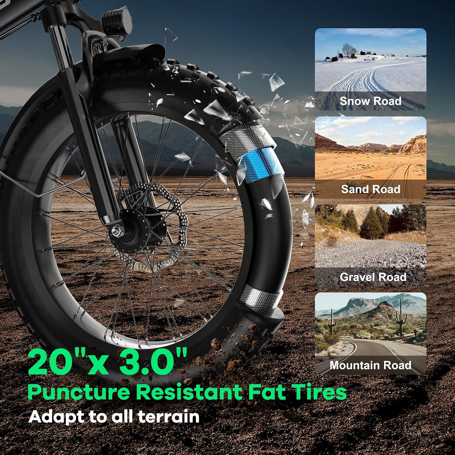 Foldable Electric Bike for Adults, 48V 20Ah Removable Lithium Battery up to 80Miles, 20' Fat Tire 1000W Peak Motor Dirt Ebike Adult Electric Bicycle for Commute Beach Mountain E Bike