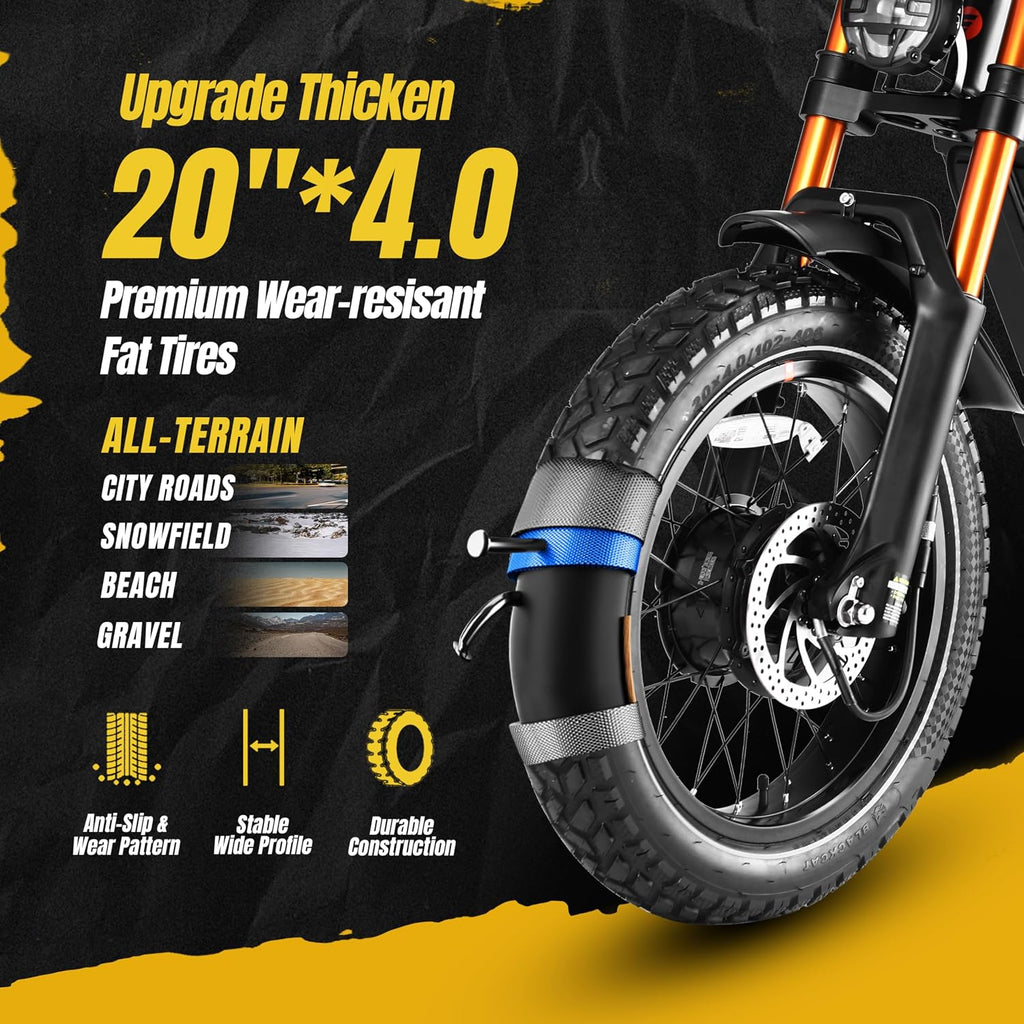 eAhora 2026 Juliet Pro 2 43-31Mph Electric Bike for Adults 5400W Dual Motor Ebike 60V/70Ah 48V/60Ah 200+Miles Long Range Electric Bicycle 20' Fat Tires Full Suspension Electric Mountain Bike