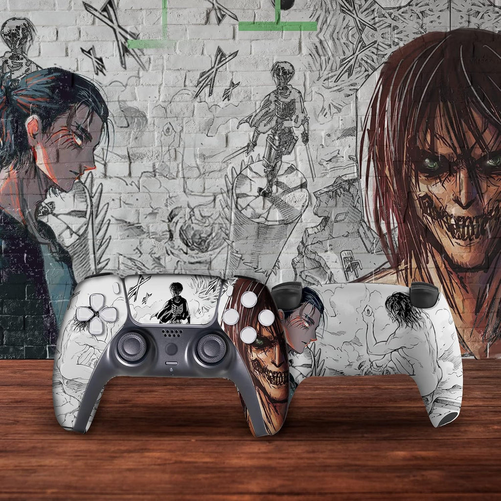 Attackk on Tittan Custom PS-5 Controller Wireless compatible with Play-Station 5 Console by BCB Controllers | Proudly Customized in USA with Permanent HYDRO-DIP Printing (NOT JUST A SKIN) (MODDED).