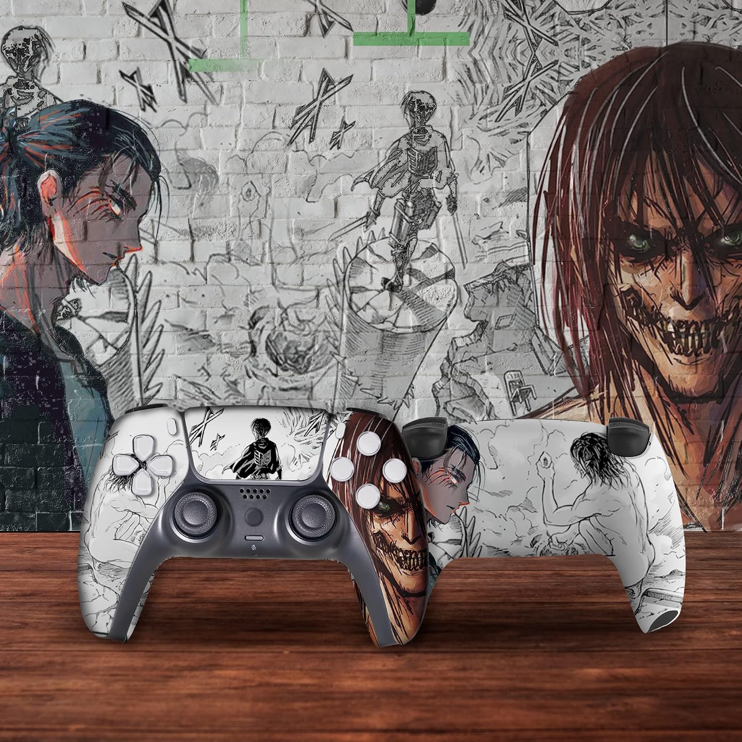 Attackk on Tittan Custom PS-5 Controller Wireless compatible with Play-Station 5 Console by BCB Controllers | Proudly Customized in USA with Permanent HYDRO-DIP Printing (NOT JUST A SKIN) (MODDED).