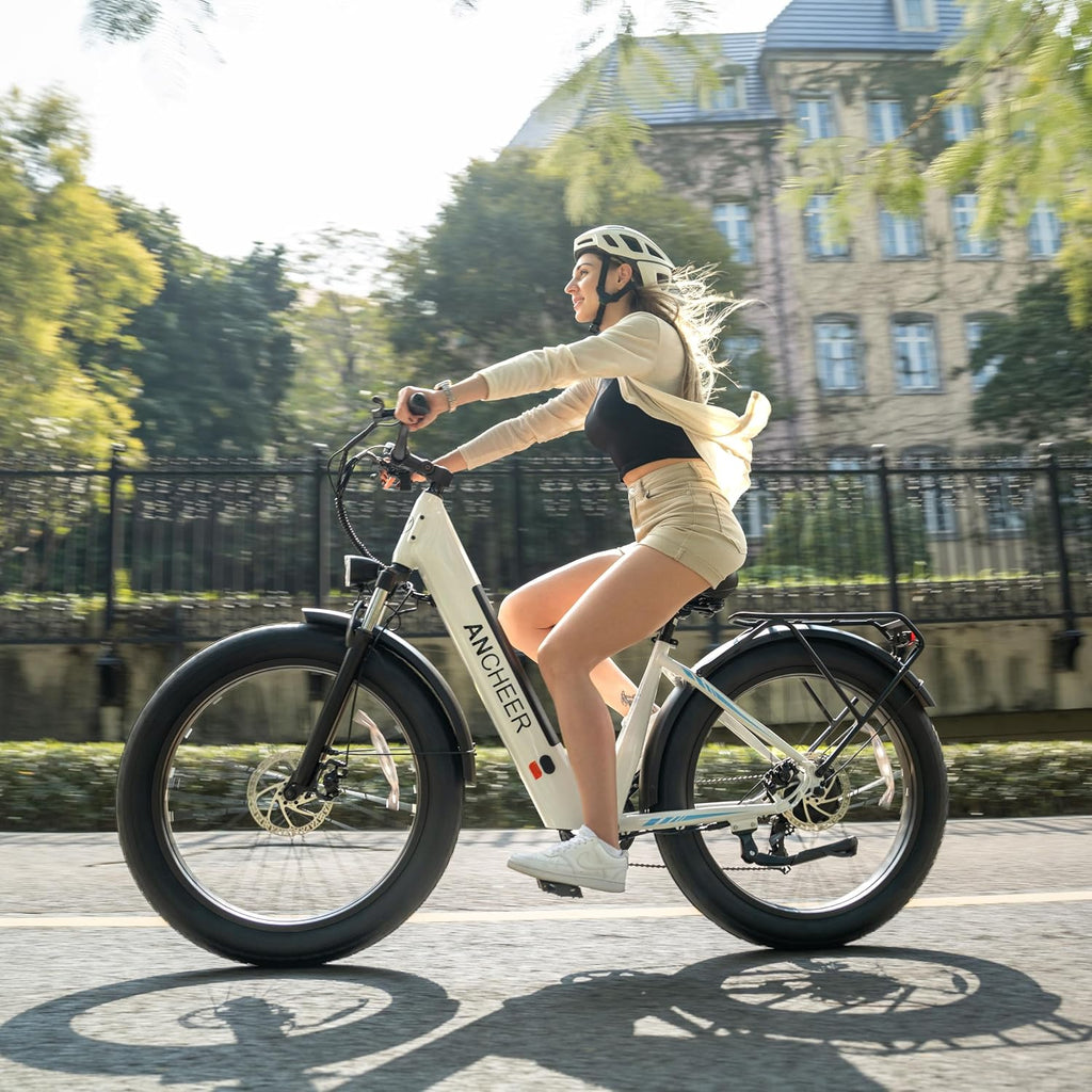 ANCHEER 26' Electric Bike for Adults, 1000W Peak Motor, 20MPH Speed, 60 Miles, 48V 15Ah Removable Battery, Fat Tire Electric Bike Off-Road EBike for Men & Women, UL2849 Compliant, 7 Speed, RoverL/H