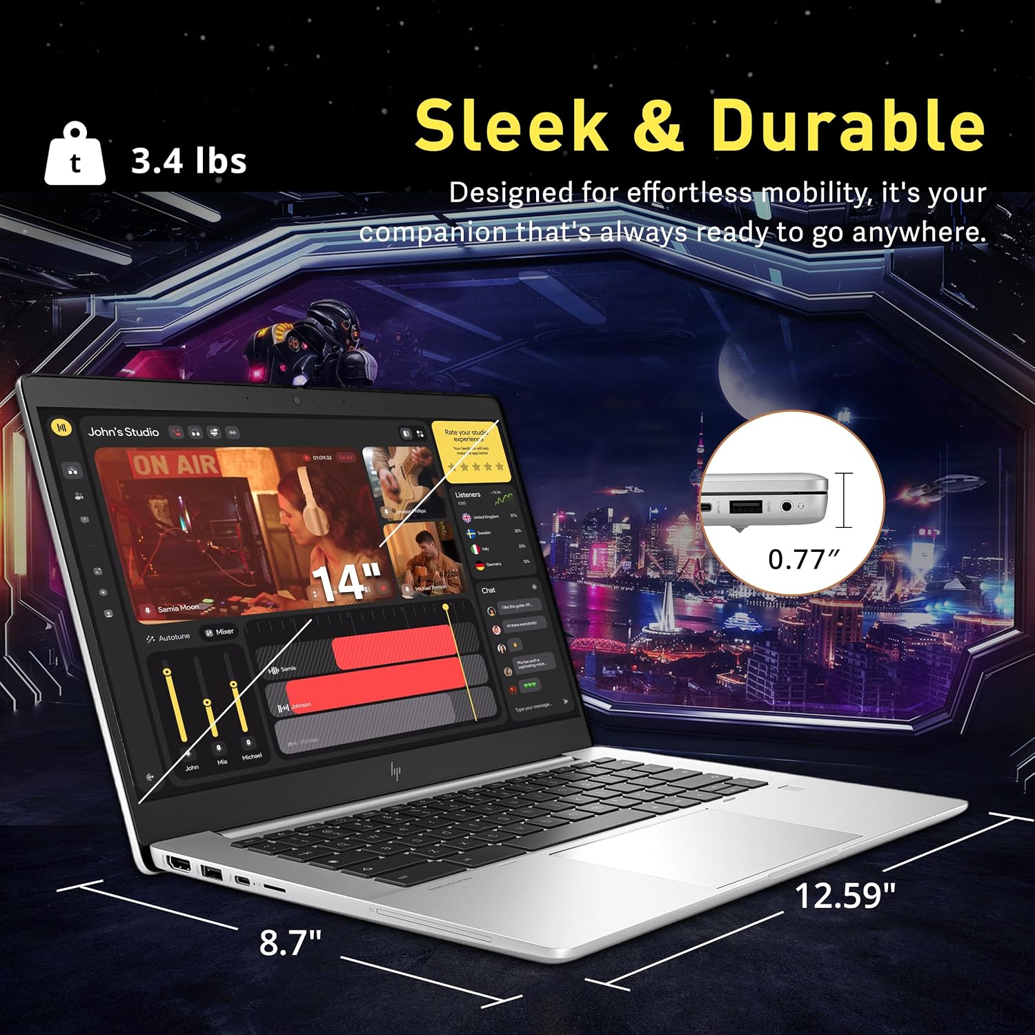HP Elite C640 G3 14' FHD Chromebook, Intel i5-1245U, 8GB LPDDR4X, 1.2TB Storage(256GB SSD+1TB Docking Station), Iris Xe Graphics, Webcam, Wi-Fi 6E, Chrome OS, Silver
