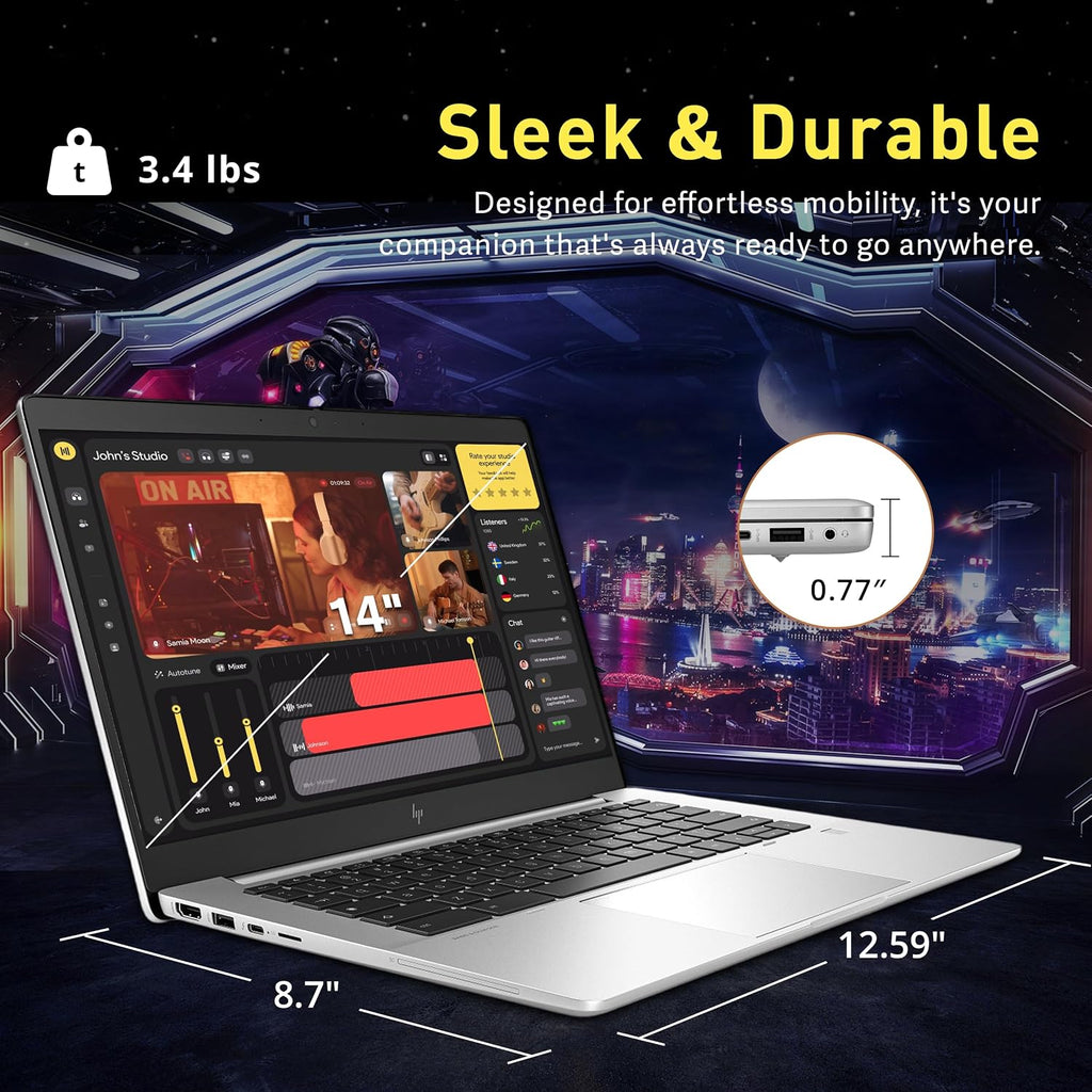 HP Elite C640 G3 14' FHD Chromebook, i5-1245U, 8GB LPDDR4X, 416GB Storage (256GB eMMC+160GB Docking Station), Webcam, Wi-Fi 6E, Iris Xe Graphics, Chrome OS, Silver
