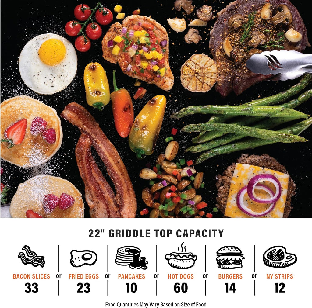 Blackstone 1813 Original 22' Tabletop Griddle with Hood and Stainless Steel Front Plate, Powder Coated Steel, Black