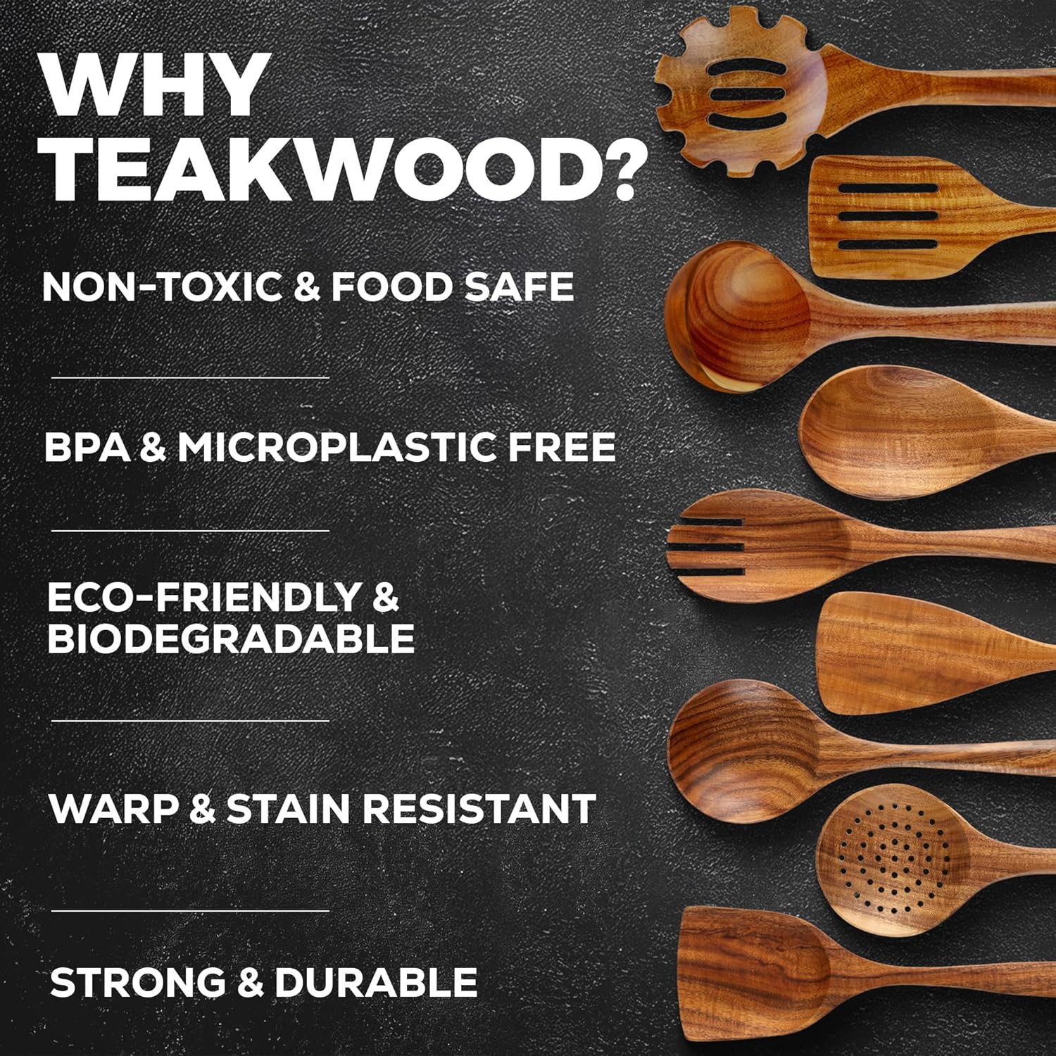 Zulay Kitchen 30-Piece Teak Wooden Utensils - Natural Teak Cooking Utensils with Premium Gift Box - Non-Stick Wooden Spoons - Kitchen Gift Set - Comfortable Grip