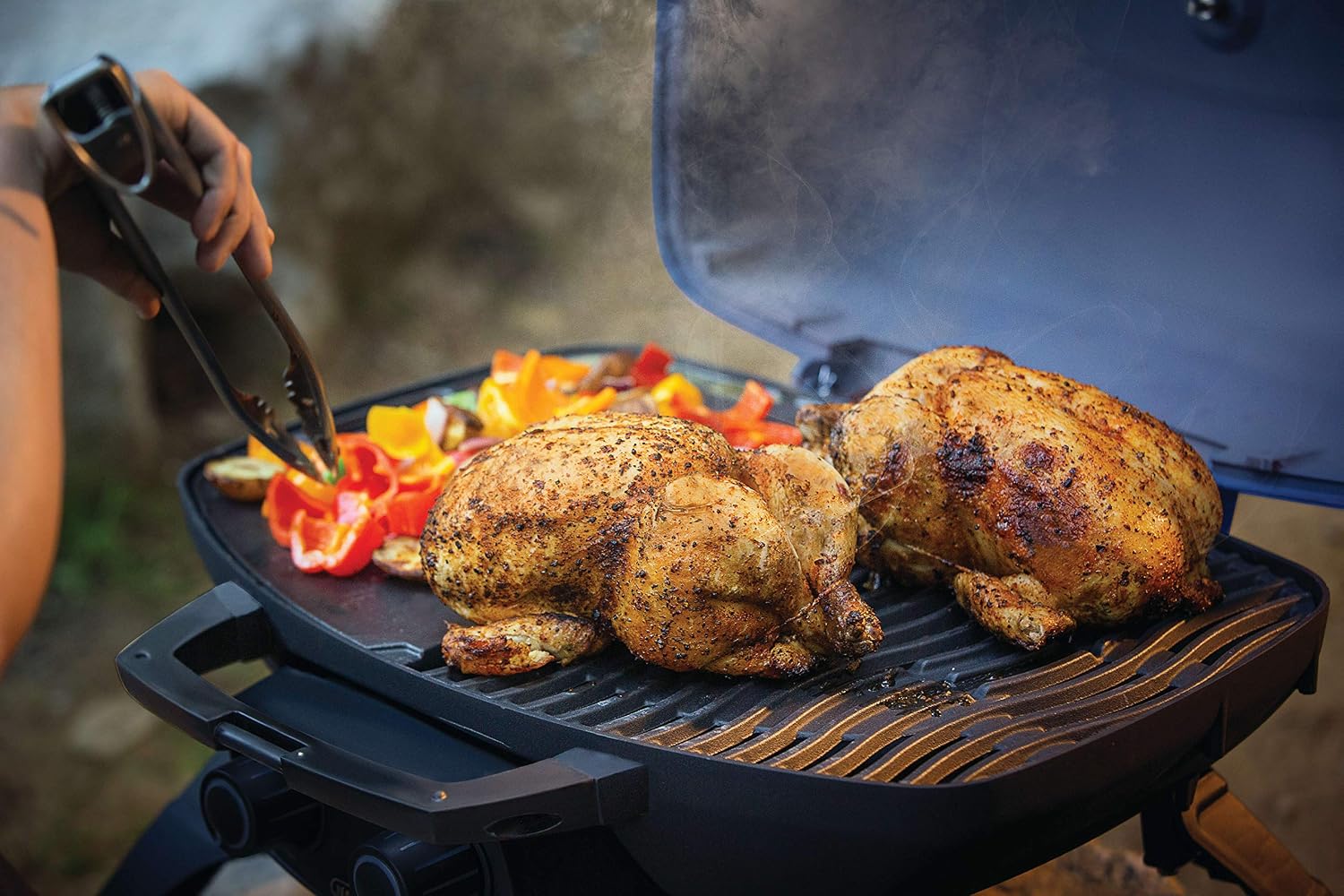 Napoleon TravelQ 285 Portable Propane Gas Grill, Blue, 2 Burners, Tailgating, Camping, and Small Outdoor Spaces
