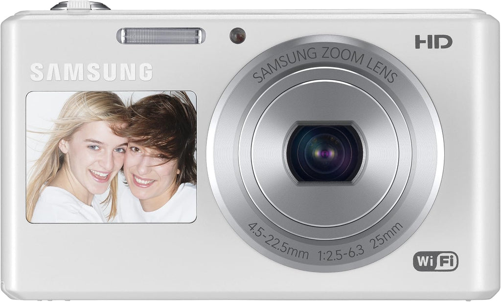 Samsung DV150F 16.2MP Smart WiFi Digital Camera with 5x Optical Zoom and 2.7' main and 1.48' front Dual LCD Screens (White)