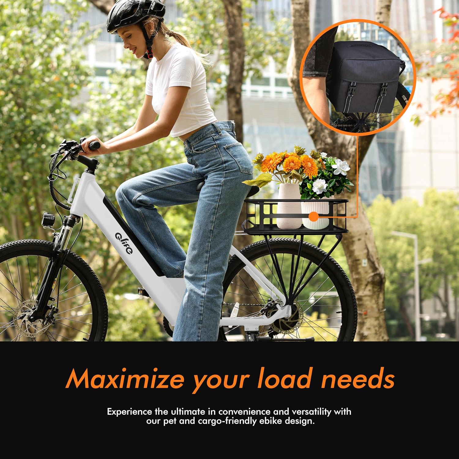 Qlife Cityone Electric Bike for Adults & Teens, Step-Through Commuter Ebike, 1000W Peak Motor, 55-Mile Range, 48V Removable Battery, 26-Inch City Tires, 7-Speed, Up to 25 MPH