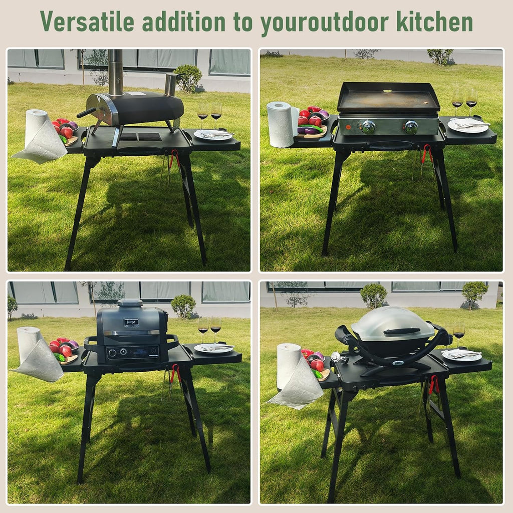 26'/30'/34' Portable Outdoor Grill Stand for Ninja Woodfire Outdoor Grill(OG701 OG850 OG951 OO101 Series), 51in Large Space, Upgrade Height & Quick-Fold Stand for Blackstone Griddle/Onni Pizza Oven