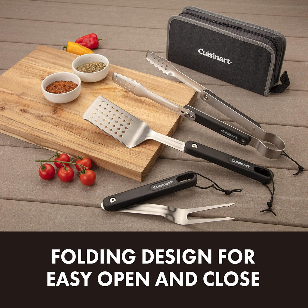 Cuisinart CGG-750 Portable, Venture Gas Grill, Red + Cuisinart CGS-1000 4-Piece Folding Grill Tool Set