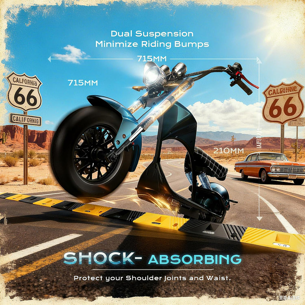 eAhora M1P Electric Motorcycle for Adults, 2000W Motor 37mph, 40+ Miles Range with 60V 30Ah Battery, Full Suspension, Hydraulic Brakes,Street Legal Electric Motorcycle for Commuting