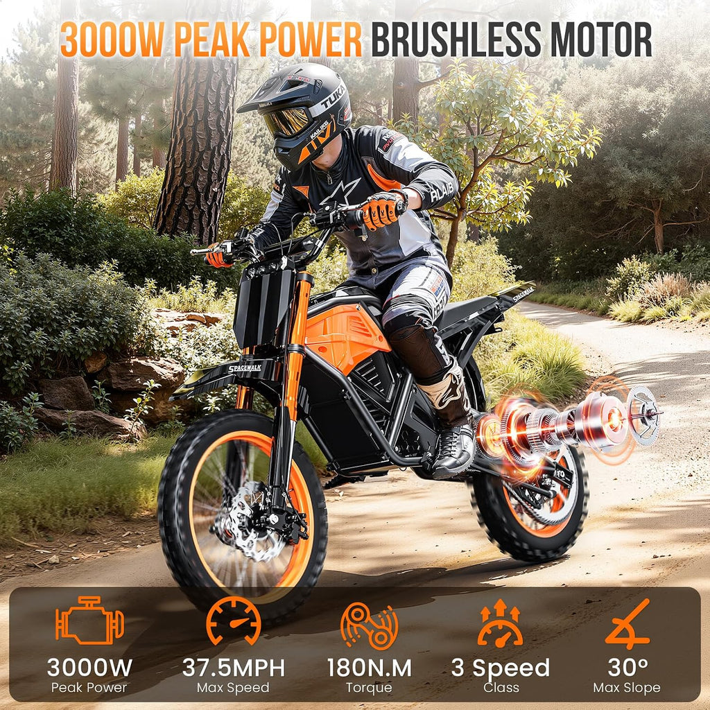 Spacewalk Electric Bike M6 / M7 for Teens/Adults,16' / 20' Ebike,1500W Peak Motor,21.7mph / 27.9mph,48V 15Ah Removable Battery,4X Suspension,50 Miles Pure Electric,70 Miles PAS