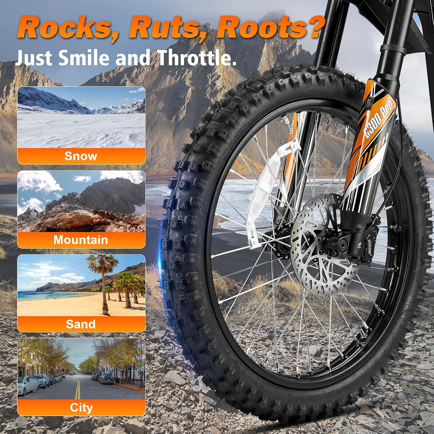 HAPPYRUN G300 Pro Electric Dirt Bike for Adults, 72V 30Ah Battery, 6500W Motor, 50 MPH Speed, 70 Mile Range, 350 Lbs Load Capacity, Hydraulic Brakes