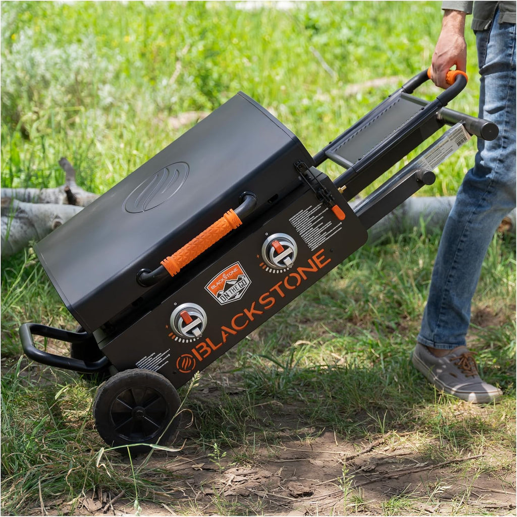Blackstone 2350 On-the-Go 22' Omnivore Flex-Fold Griddle with Locking Hood, Powder Coated Steel, Black