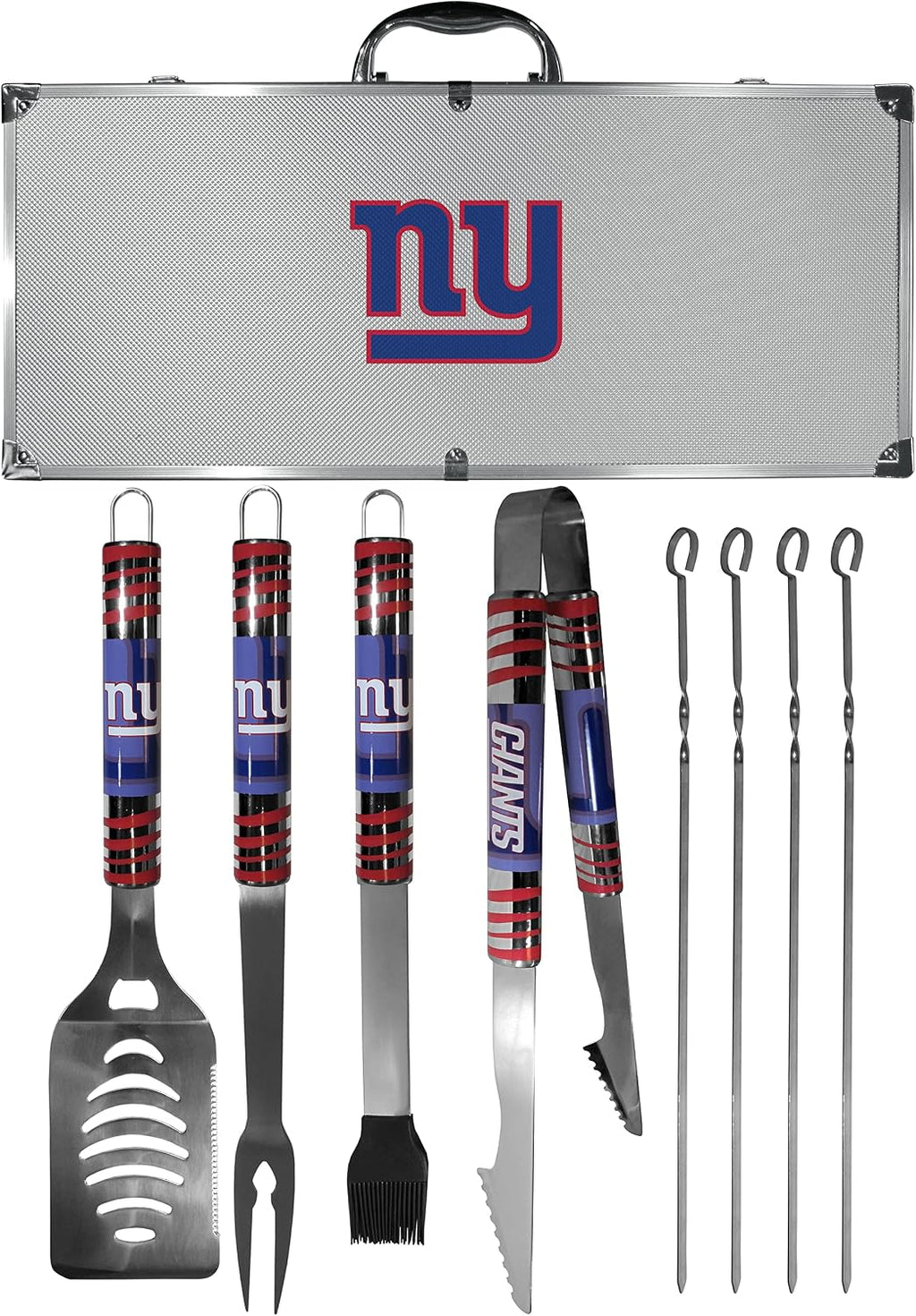 NFL Siskiyou Sports Fan Shop New York Giants Steel Tailgater BBQ Set w/Case 8 piece Gray