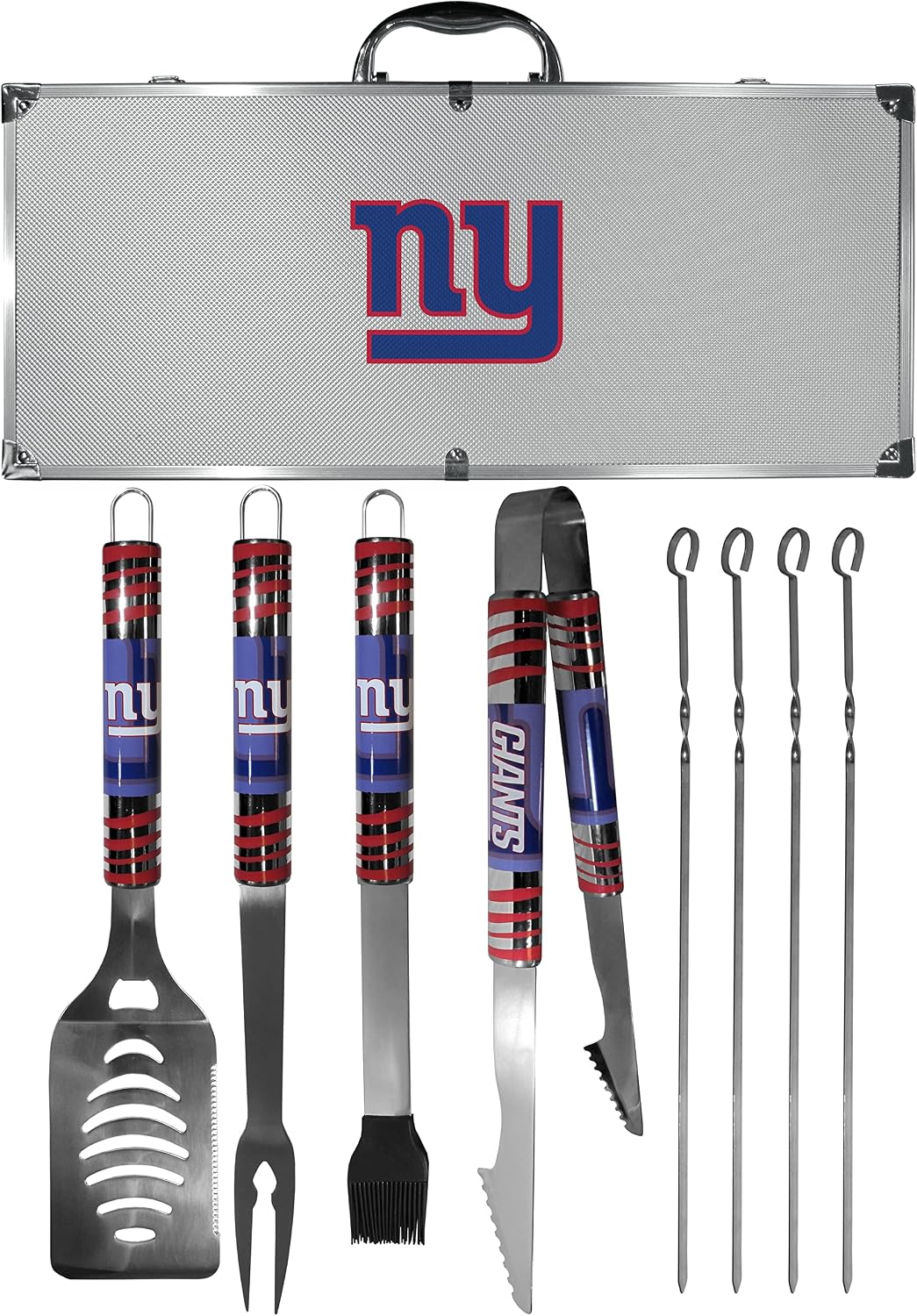 NFL Siskiyou Sports Fan Shop New York Giants Steel Tailgater BBQ Set w/Case 8 piece Gray