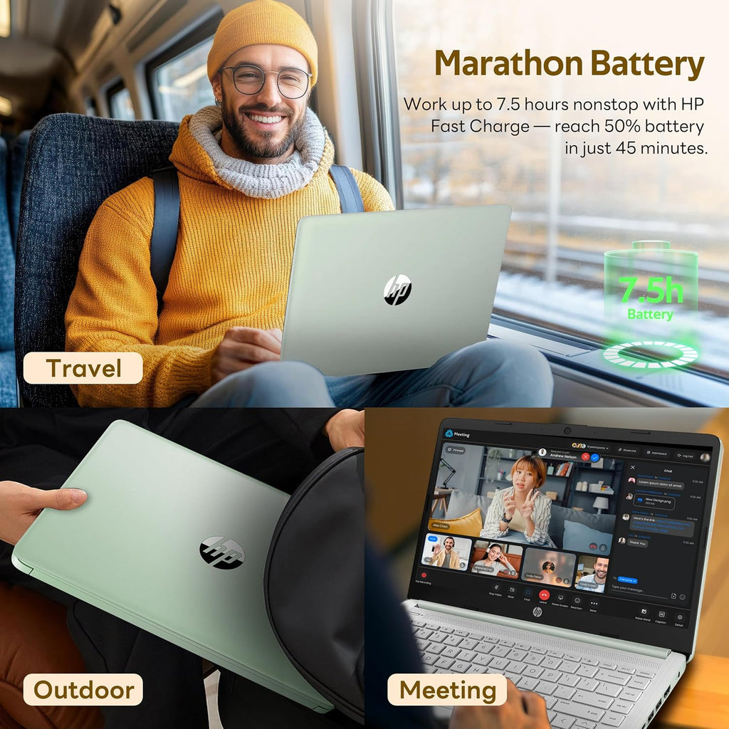 HP Flagship 14' HD Student&Business Laptop with AI Copilot, 13th Gen Intel 4-Core, 4GB RAM, 1.12TB Storage (128GB UFS + 1TB Docking Station), 1 Year Office 365, Wi-Fi 6, Win 11 S, Willow Green