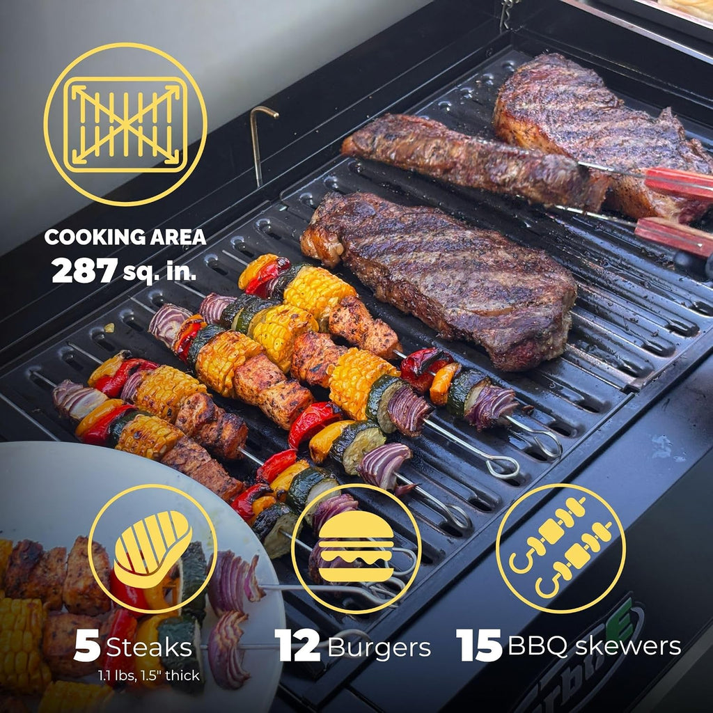 Turbo E Sport Compact Electric Grill, 1700W Infrared, Digital Display with Probe, Apartment Friendly
