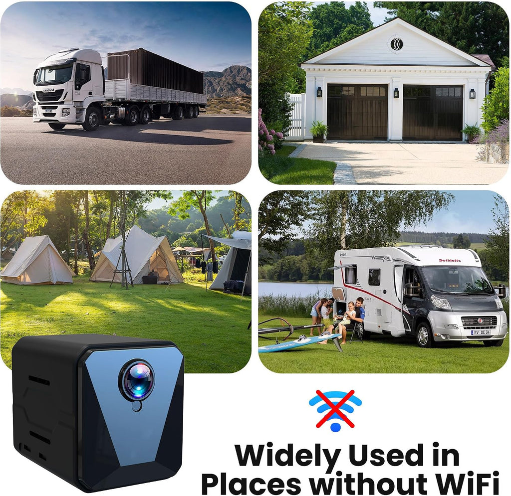 Funstorm No WiFi Security Camera-2k Cellular Security Camera-Car Security Camera with Sim Card, Wireless,Compact,Live View,Motion Detection,Clear Night Vision,for Truck/Car/Vacant House/RV