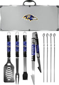 NFL Siskiyou Sports Fan Shop Baltimore Ravens Steel Tailgater BBQ Set w/Case 8 piece Gray