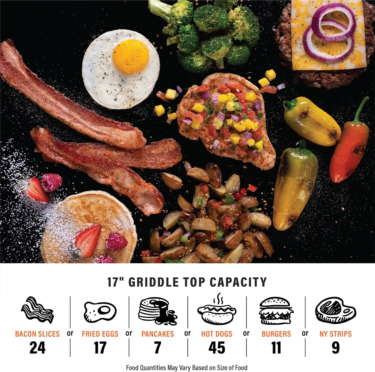 Blackstone 1971 Original 17' Tabletop Griddle with Stainless Steel Front Plate, Powder Coated Steel, Black