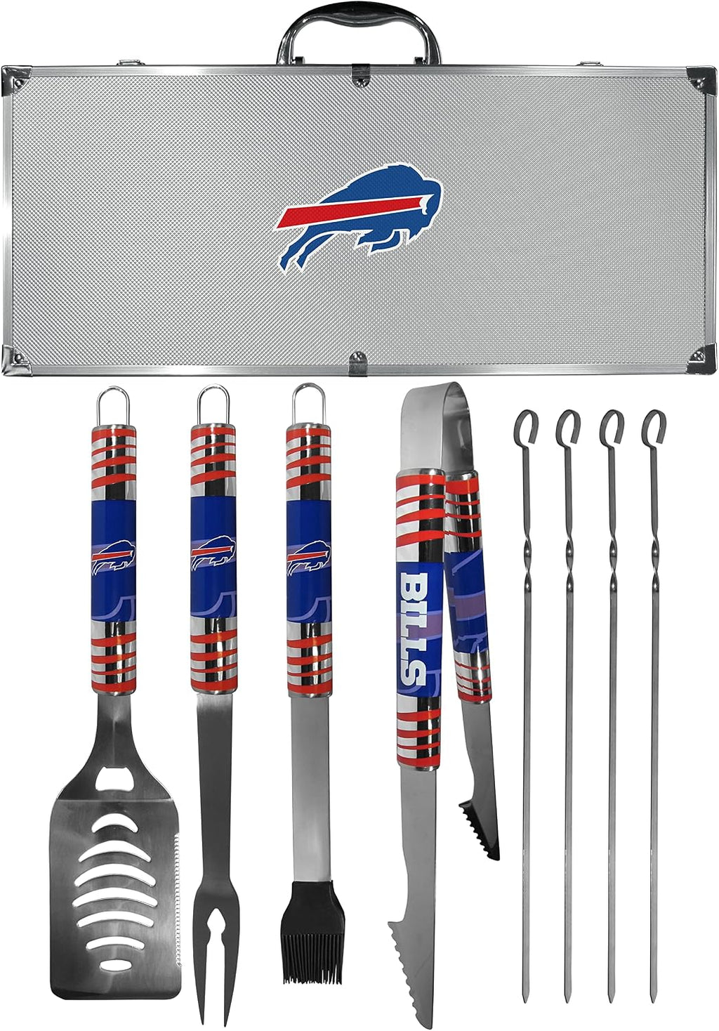 NFL Siskiyou Sports Fan Shop Buffalo Bills Steel Tailgater BBQ Set w/Case 8 piece Gray