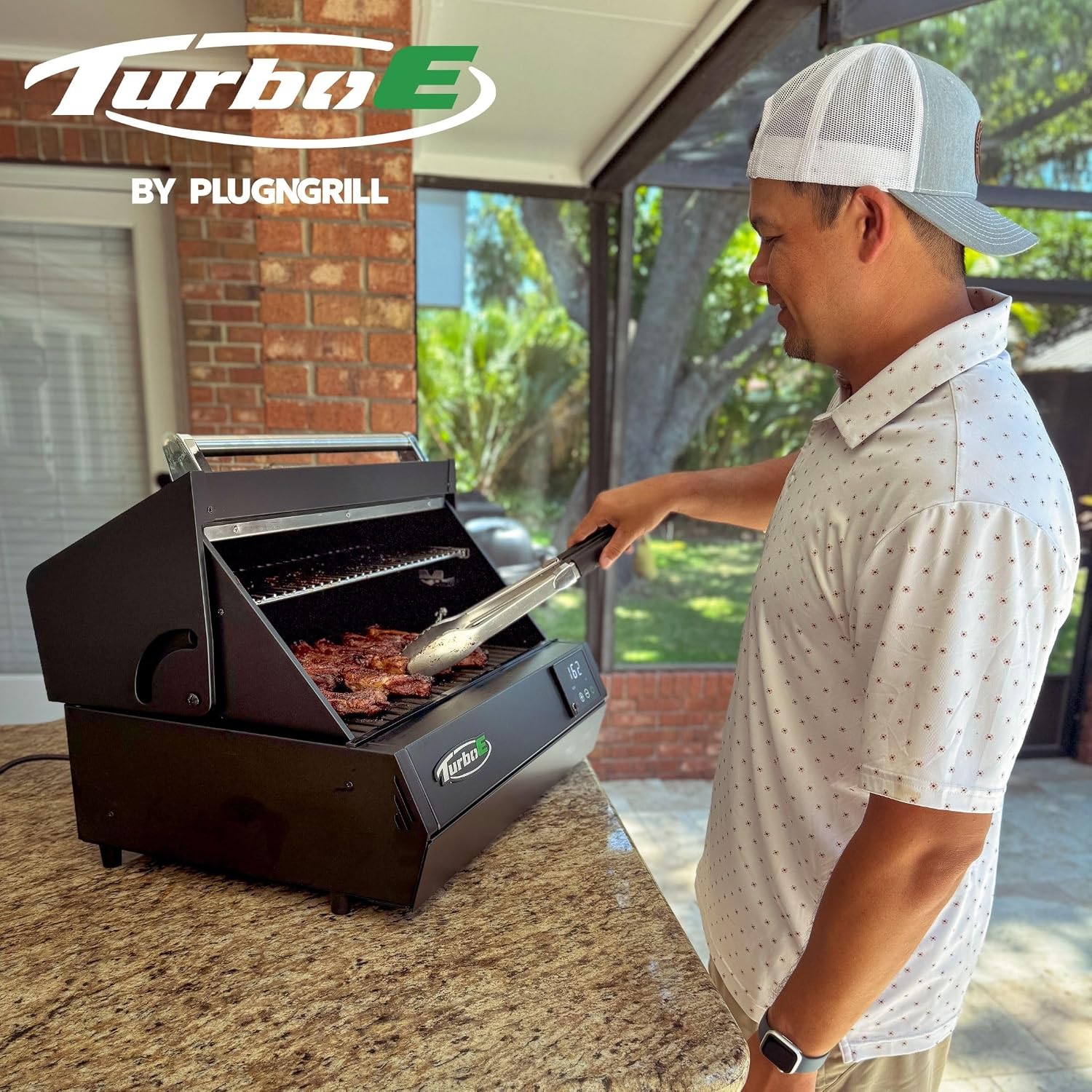 Turbo E XL Electric Grill, 1700W Infrared, Warming Rack and Probe, Apartment Friendly