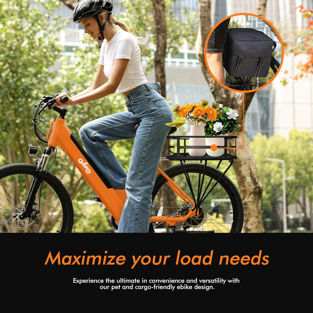 Qlife Cityone Electric Bike for Adults & Teens, Step-Through Commuter Ebike, 1000W Peak Motor, 55-Mile Range, 48V Removable Battery, 26-Inch City Tires, 7-Speed, Up to 25 MPH