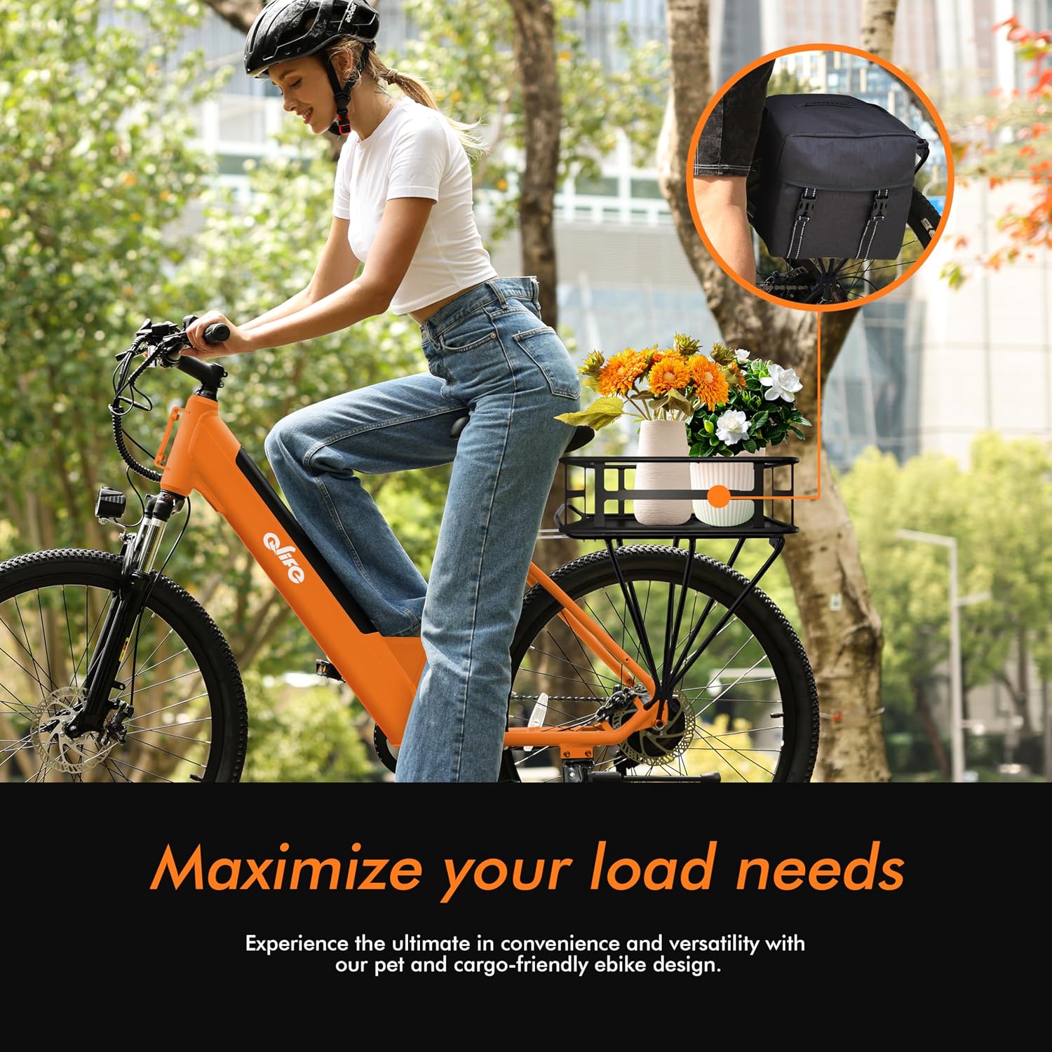 Qlife Cityone Electric Bike for Adults & Teens, Step-Through Commuter Ebike, 1000W Peak Motor, 55-Mile Range, 48V Removable Battery, 26-Inch City Tires, 7-Speed, Up to 25 MPH