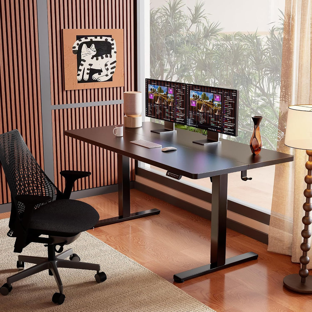 ErGear Height Adjustable Electric Standing Desk, 63 x 28 Inches Sit Stand up Desk, Memory Computer Home Office Desk, Black