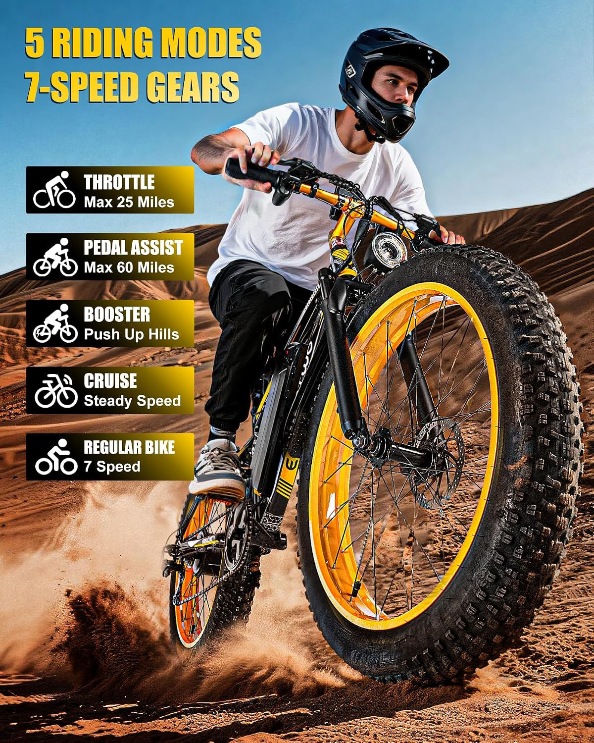 Electric Bike for Adults,1500W Peak Motor E Bikes, 26' Fat Tire Electric Bicycle, 28+ MPH 60 Miles Electric Mountain Bike, Removable Battery, Dual Brake, 7 Speed