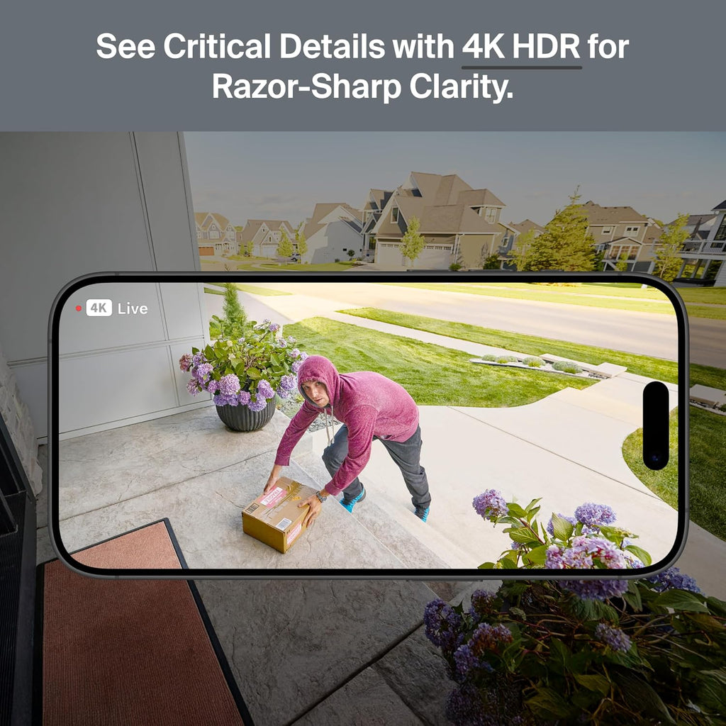 Arlo Ultra Security Camera 4K HDR (3rd Gen, 2025 Release) + SmartHub, Battery Power, Emergency Response, AI Captions, 1-Month Trial of Secure Plan, 180° Field of View, 4 Cam, White, Indoor/Outdoor