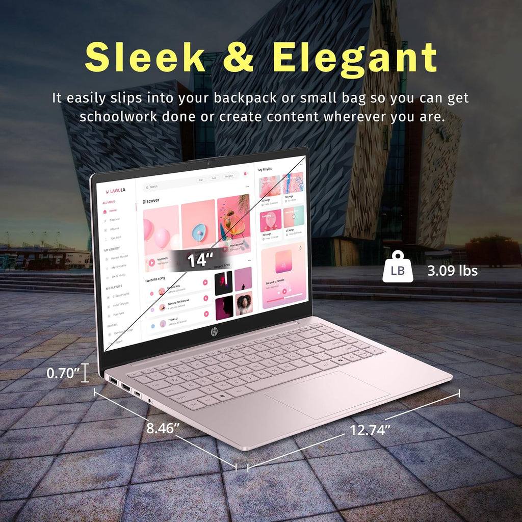 HP Stream 14' HD BrightView Laptop, Intel Processor N150, 16GB RAM, 288GB Storage (128GB UFS + 160GB SSD Docking Station Set), Intel Graphics, HD Webcam, Wi-Fi, 1 Year Office 365, Win 11 S, Pink
