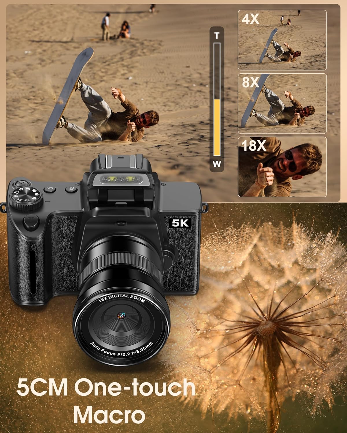 True 5K Digital Camera - 80MP Cameras for Photography - WiFi Vlogging Camera for YouTube with 4.0' Touch Screen, 18X Zoom - UHD Autofocus One-Touch Macro Video Camara Gifts for Beginner Photographer