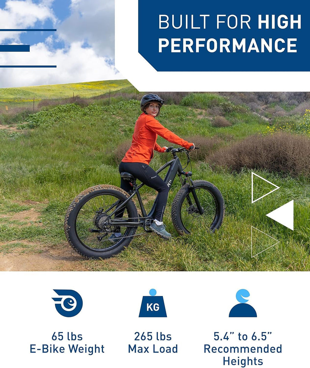 Hiboy Electric Bike for Adults, 28MPH 62.1Miles Range 1000W Peak Motor 48V 13Ah Removable Battery Ebike, 26' x 4.0' Fat Tire Electric Bicycle, 7 Speed, Hydraulic Suspension, UL Certified