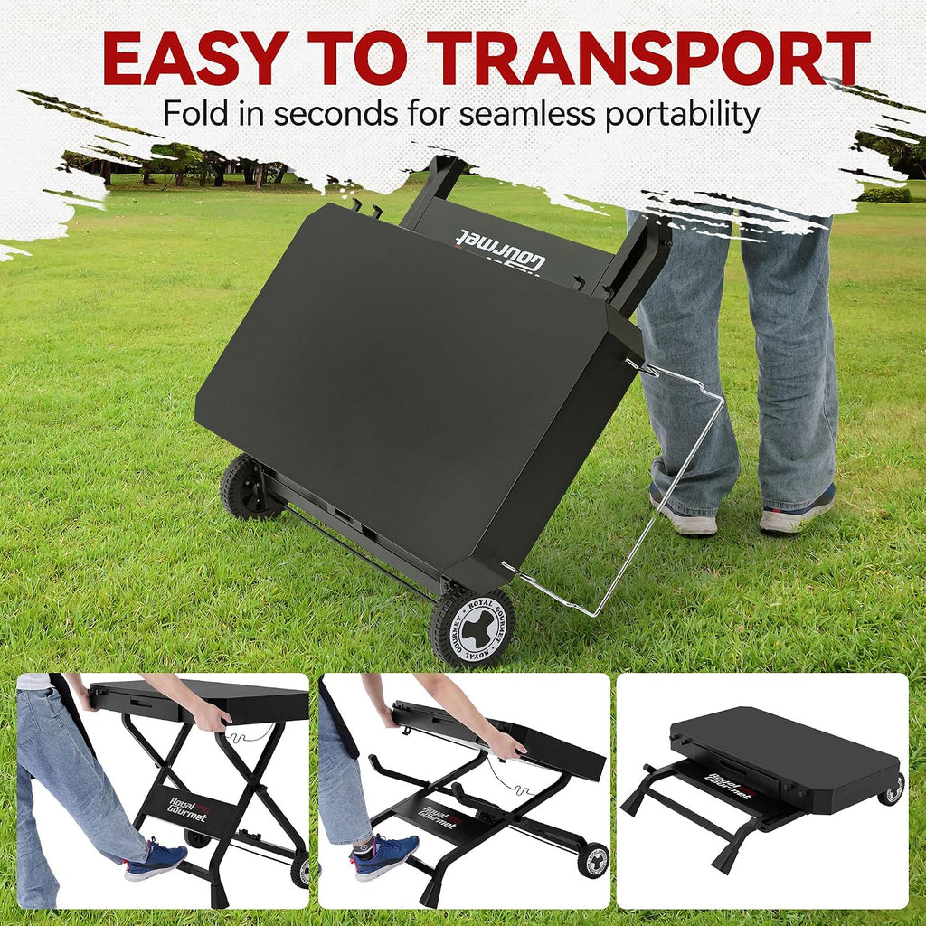GD3701 Portable Collapsible Grill Stand for GD4002TP & GD4002T, Folding Grill Cart Trolley for Outdoor Cooking Camping, Tailgating & Patio, BBQ Stand Trolley, Black