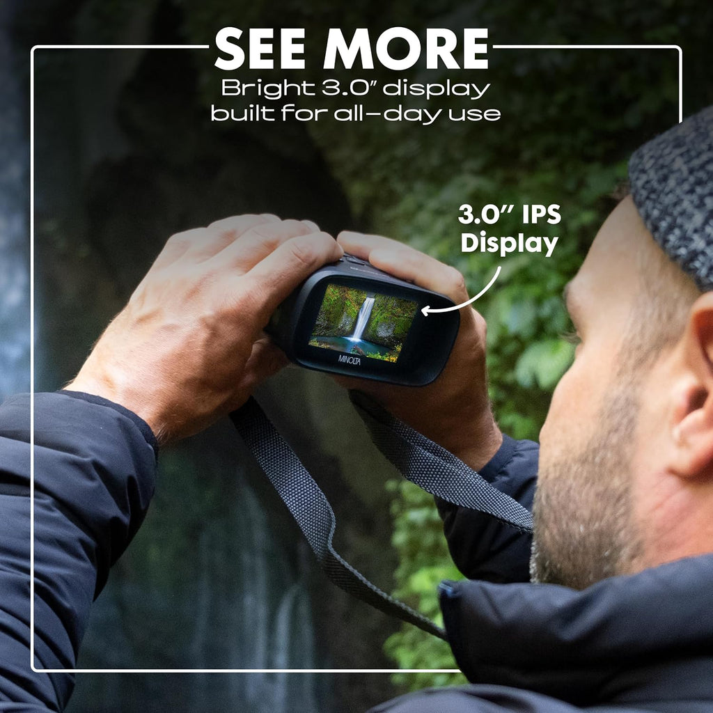 Minolta 10x25 Digital Night Vision Monocular w/Built-in 4K HD Video Camera (Green)