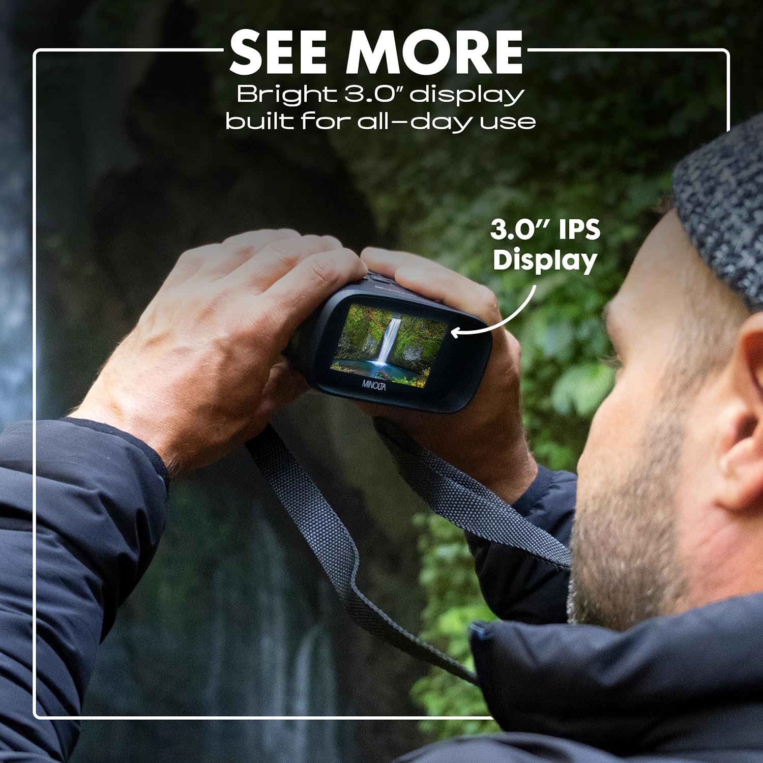 Minolta 10x25 Digital Night Vision Monocular w/Built-in 4K HD Video Camera (Gray)