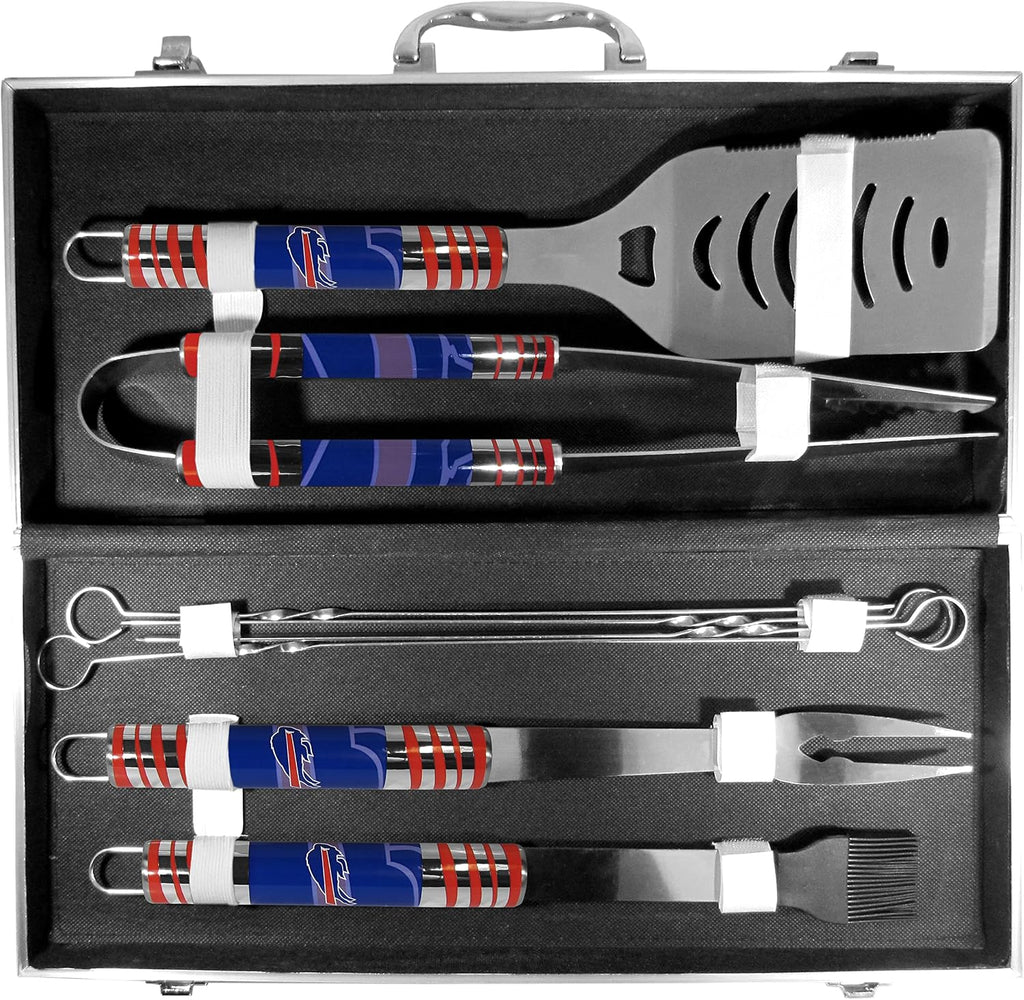 NFL Siskiyou Sports Fan Shop Buffalo Bills Steel Tailgater BBQ Set w/Case 8 piece Gray