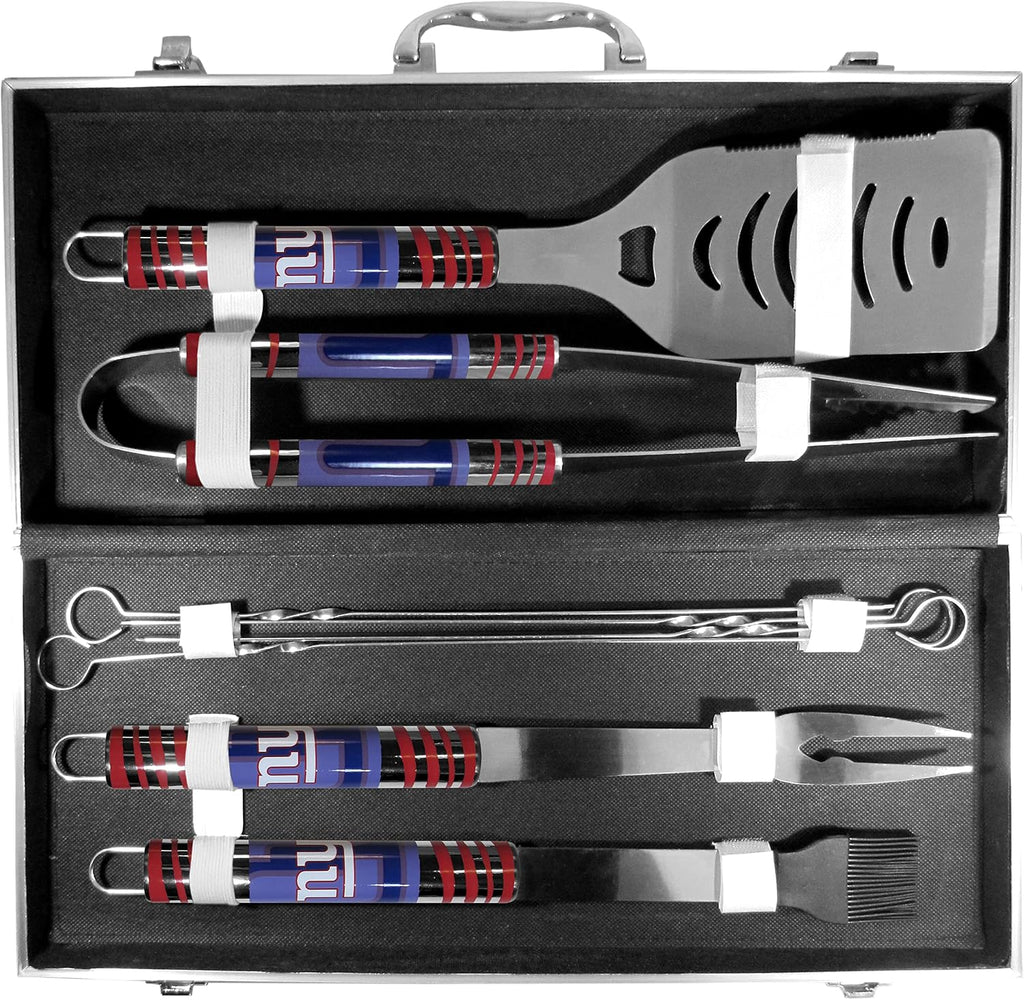 NFL Siskiyou Sports Fan Shop New York Giants Steel Tailgater BBQ Set w/Case 8 piece Gray